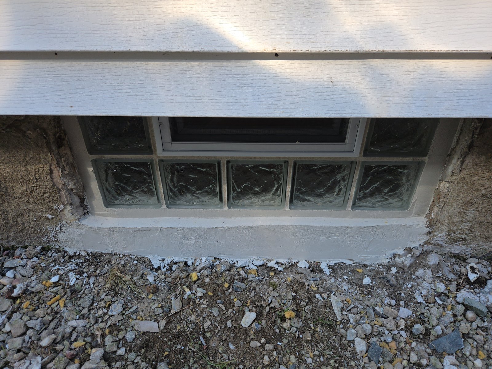 Glass block window with vent installed