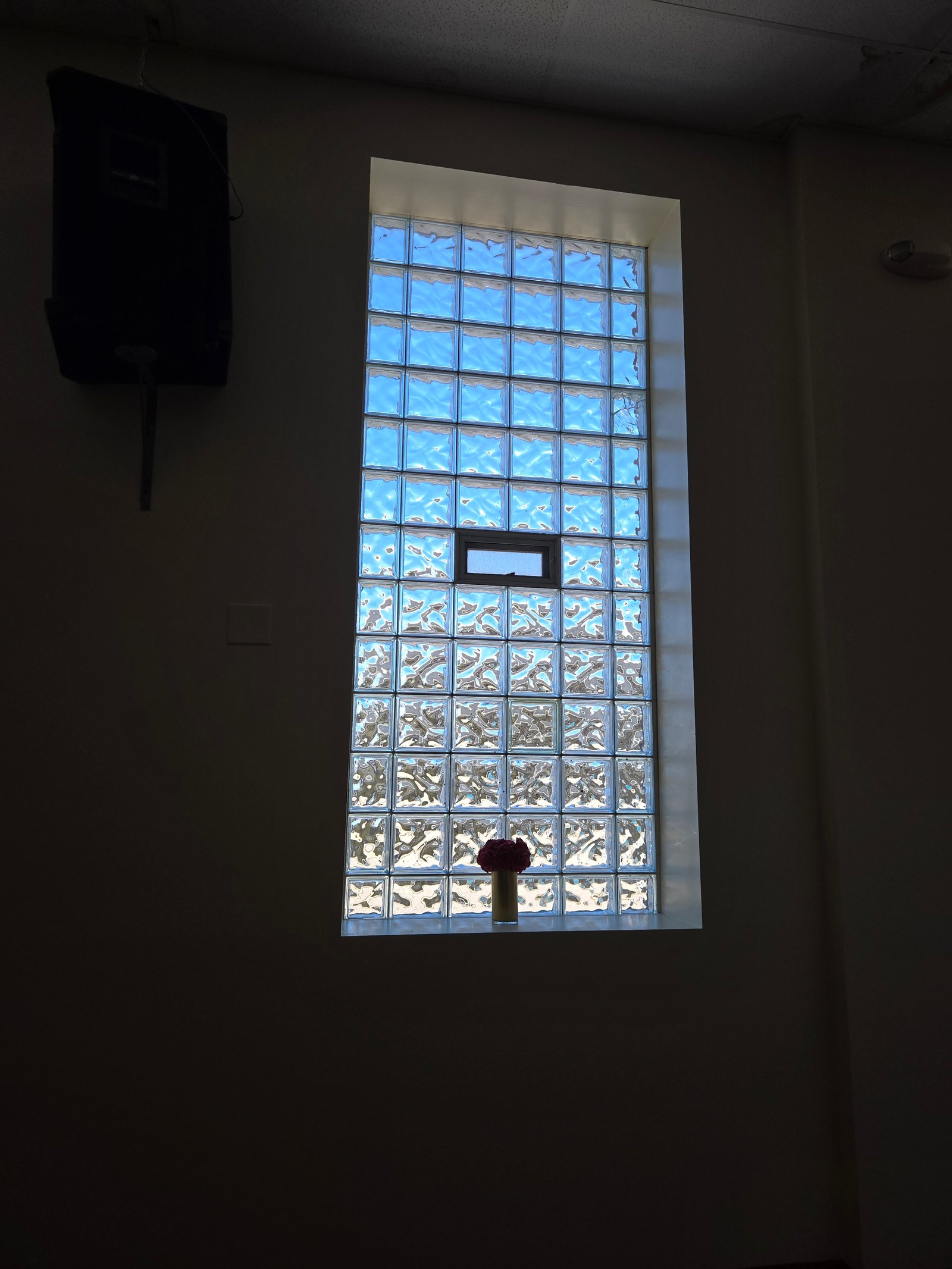 Large interior glass block window installation