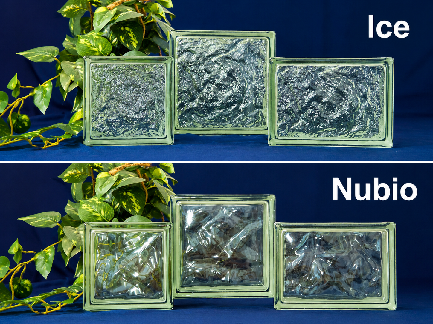 Comparison of Ice and Nubio glass block patterns